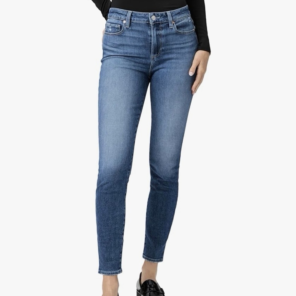 Paige Hoxton Ankle Fit Dark Wash Jeans Women's Sz 31 Blue Denim Mid-Rise Stretch